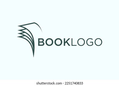 Open Book Logo. Tidewater Green Shape Linear Style Book Icon isolated on Double Background. Usable for Business and Education Logos. Flat Vector Logo Design Template Element