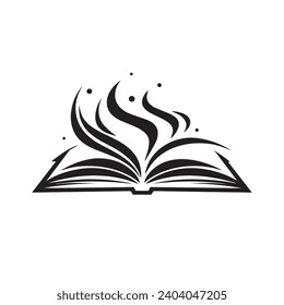Offenes Buch Logo, Vektorgrafik. Offenes Buch, Vektorsymbol und Zeichen.