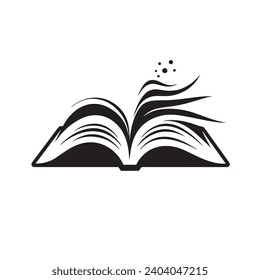 Abrir ilustración vectorial del logotipo del libro. Abrir icono vector de libro y firmar.