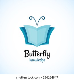 Open book logo witn butterfly horns at the top.