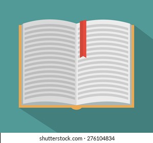 Open book with long shadow - flat style