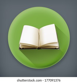 Open book, long shadow vector icon