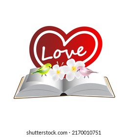 Open Book And Love Birds Concept Of Love During Class And Love To Learn Used For Wedding Invitations, Wedding Cards Logo Graphic Resources Isolated Transparent Background Png