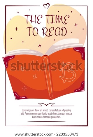 The open book. Book lover, Reading, Book store, Library, Education concept. A4 vector illustration for flyer, poster, banner.