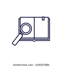 Diseño de icono de libro abierto y estilo de línea de línea de línea de línea de línea de líneas, literatura de educación leer biblioteca escuela de información universitaria aprendizaje y tema de texto Ilustración de vectores