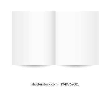 Open book, magazine, notebook or brochure template. 3d realisticvector  illustration on white background. mock up of exercise book, copybook, schoolbook, diary, guide, album.