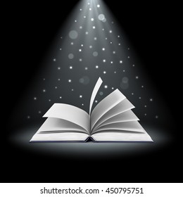 open book with magic lights