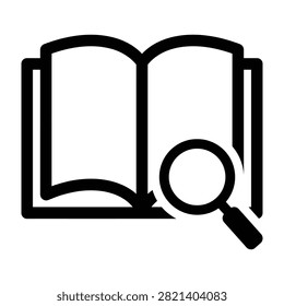 Open book with magnifying glass search icon magnifyingglass education research knowledge