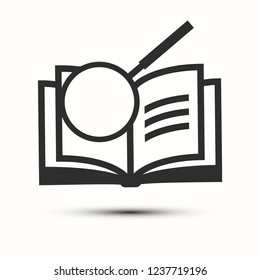 Open Book with Magnifying Glass Vector Icon