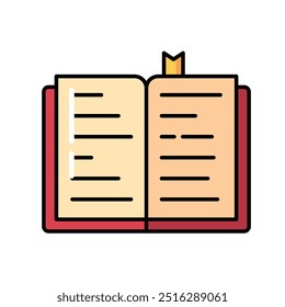 Open book with mark learning icon, Outline symbol icon. Editable vector stroke.