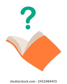 Open book with mark question. Colorful vector illustration