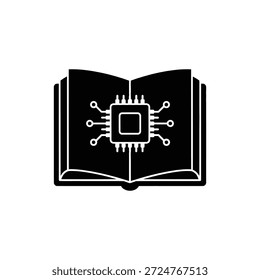 Open Book com ícone de microchip representando a tecnologia de educação AI