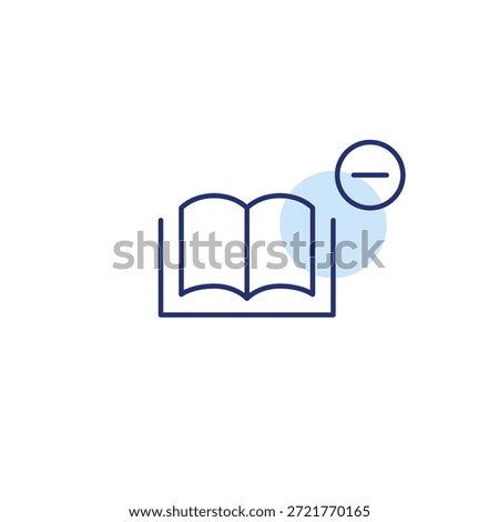 Open book book, minus symbol. Library unavailable. Pixel perfect, editable stroke vector icon