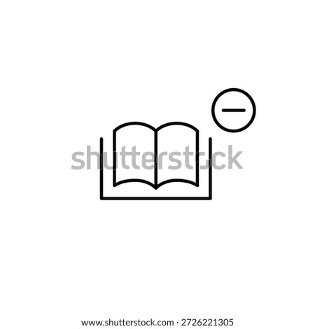 Open book book, minus symbol. Library unavailable. Pixel perfect, editable stroke vector icon
