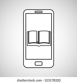 open book mobile device education vector illustration eps 10