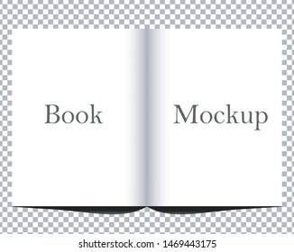 Open book mock up isolated on transparent background. White blank cover. 3D realistic book, notepad, diary etc 