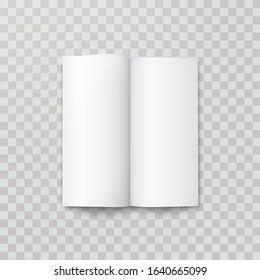 Open book mock up isolated on transparent background. Realistic blank vertical booklet, catalog template, magazine, brochure or notebook mockup.
