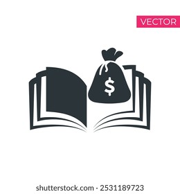 open book with Money, financial management concept, understanding financial data, creative idea - icon vector