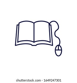 open book and mouse line style icon design, Education literature read library school university information learning and text theme Vector illustration