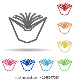 Abrir libro en un icono de estilo multicolor. Línea delgada simple, contorno vector de iconos científicos para ui y ux, sitio web o aplicación móvil