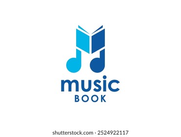 open book with music combination logo design template	
