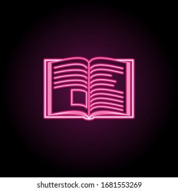 Open book neon icon. Simple thin line, outline vector of education icons for ui and ux, website or mobile application