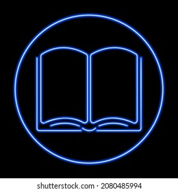 open book neon sign, modern glowing banner design, colorful modern design trends. Vector illustration.