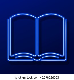 open book neon sign, modern glowing banner design, colorful modern design trend. Vector illustration.