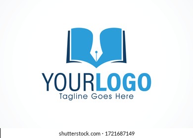 open book nib vector gor education logo