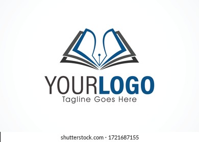 open book nib vector gor education logo