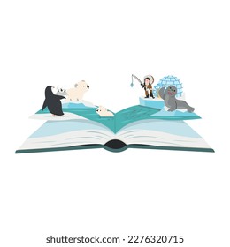 Open book of North pole  flat