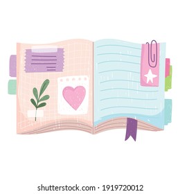open book with note clip read vector illustration white background