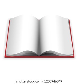 Open book or notebook. Book in 3d. For reading, writing or sketching and drawing. Isolated image book on white background