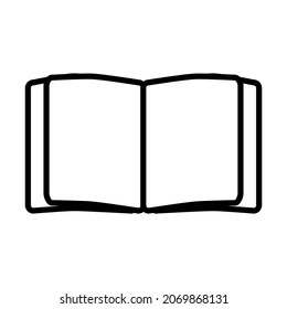 Open book, open notebook, diary, blank pages, white sheets, black and white image vector graphics