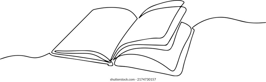 Open book or notebook. Minimalism. One line vector illustration.