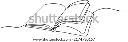 Open book or notebook. Minimalism. One line vector illustration.
