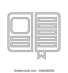 Open book, notepad with notes vector icon.