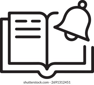 Abrir libro con icono de campana de notificación