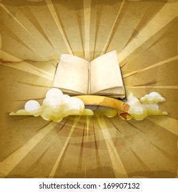 Open book, old style vector background