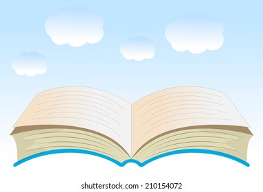 open book on a background blue sky,vector illustration