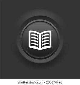 Open Book on Black Bevel Round Button