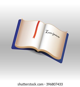 open book on blue background