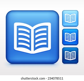 Open Book on Blue Square Button