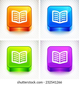 Open Book on Color Square Buttons
