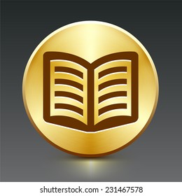 Open Book on Gold Round Button