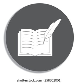 Open book on a grey background