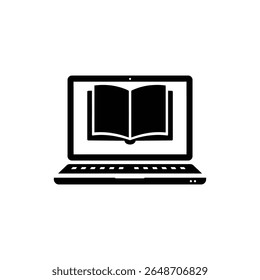Open Book on Laptop Screen for Digital Learning and Study