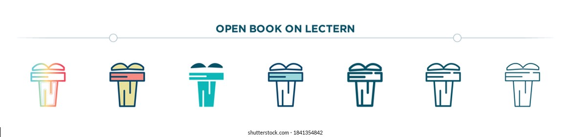 open book on lectern icon designed in gradient, filled, two color, thin line and outline style. vector illustration of open book on lectern vector icons. can be used for mobile, ui, web
