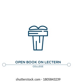 open book on lectern vector line icon. Simple element illustration. open book on lectern outline icon from college concept. Can be used for web and mobile
