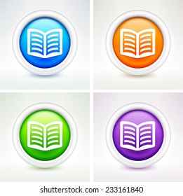 Open Book on Multi Color Round Buttons